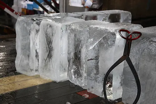 Large clear ice blocks
